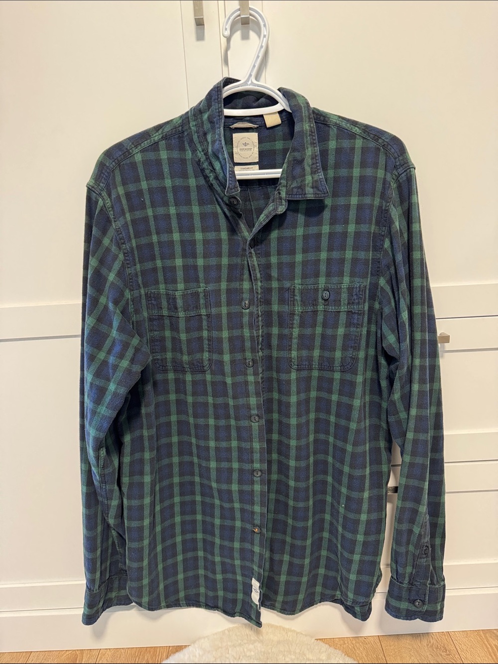Dockers Navy and Green Plaid Button-Down Shirt